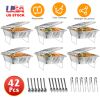 42Pcs Disposable Chafing Dish Buffet Set Chafing Servers with Covers Spoons Forks Tongs Full-Size Pans Food Warmers for Parties Events Catering Suppli